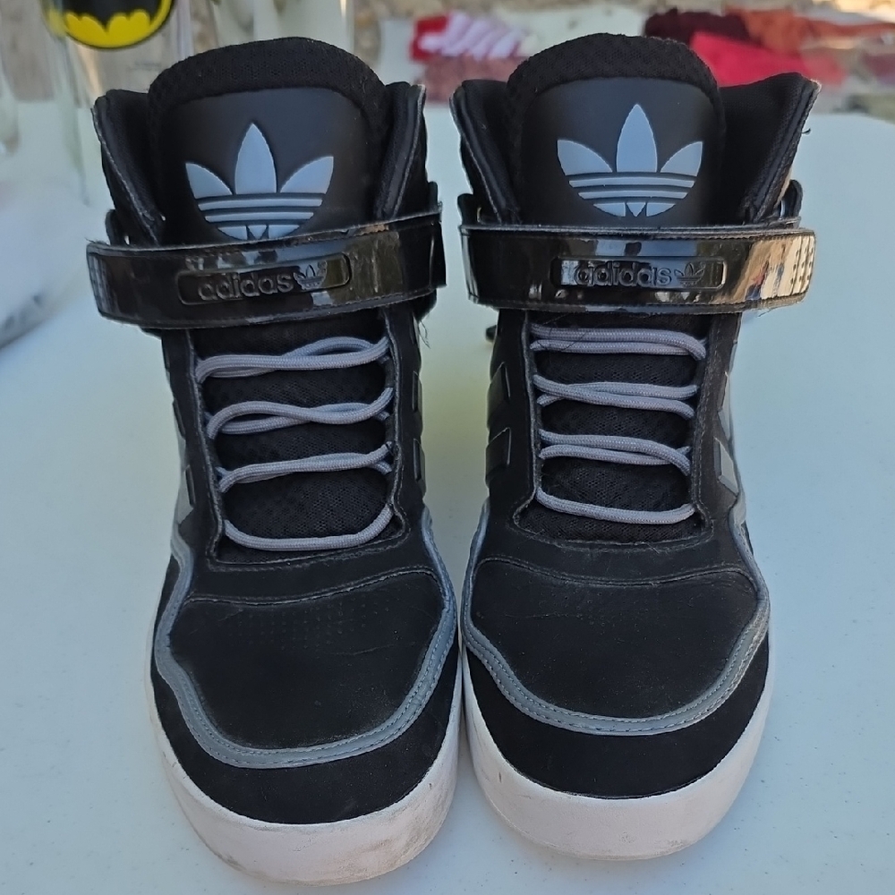 Adidas Kids Black and Gray High-Top Sneakers